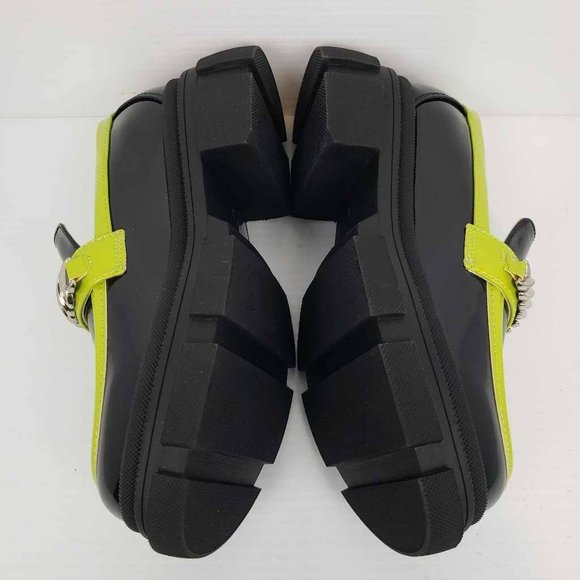 Womens Zaynsia Platform Loafers Shoes Black Patent Leather Neon Yellow 6M New - Picture 8 of 14